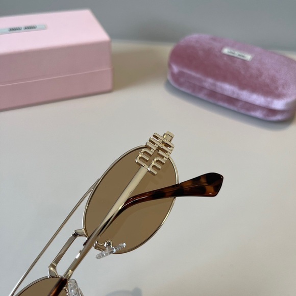 Miu Miu Gold Oval Sunglasses main image 5